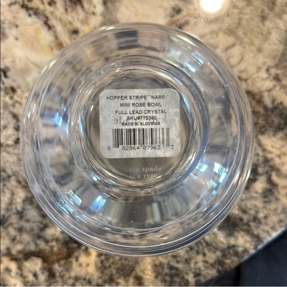 Kate Spade New York by Lenox Horizontal Etch Rose Bowl Crystal 4.75”